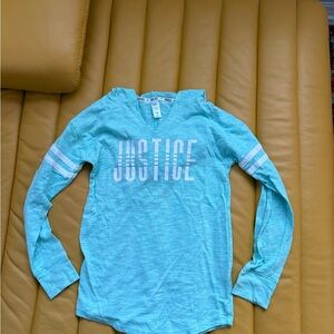 Justice Kids Teal Long Sleeve Tee sz 10